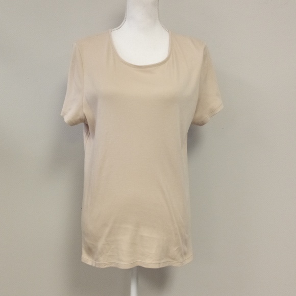 Charter Club Perfectly Soft Pima Women's Tan Short Sleeve Top size XL - Picture 1 of 6